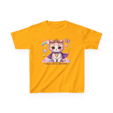 Load image into Gallery viewer, Empowering Kids Tee, Cute Cat Design, Girls Can Do Anything T-Shirt, Fun Gift for Birthdays, Encouraging Apparel