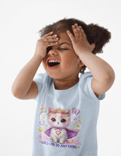 Load image into Gallery viewer, Girls Can Do Anything Kids Tee Empowering Cute Cat Gamer Shirt