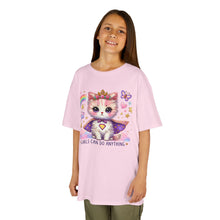 Load image into Gallery viewer, Girls Can Do Anything Kids Tee Empowering Cute Cat Gamer Shirt