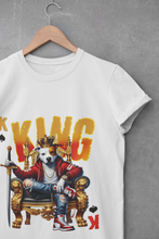 Load image into Gallery viewer, KING T-Shirt – Urban Swag Crown Tee | Motivational Hip-Hop Shirt for Men Unisex Cotton Crew Tee, Graphic T-Shirt for Casual Wear, Gift for Card Players, Halloween Costume, Birthday Present, [...]
