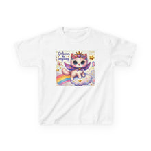 Load image into Gallery viewer, Kids Rainbow Unicorn Tee - Girls Can Do Anything, Cute T-Shirt for Girls, Fun Playwear, Birthday Gift, Motivational Apparel
