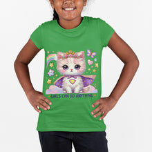 Load image into Gallery viewer, Girls Can Do Anything Kids Tee Empowering Cute Cat Gamer Shirt

