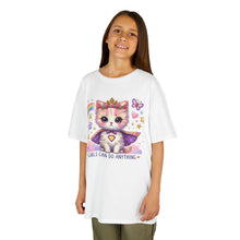 Load image into Gallery viewer, Girls Can Do Anything Kids Tee Empowering Cute Cat Gamer Shirt
